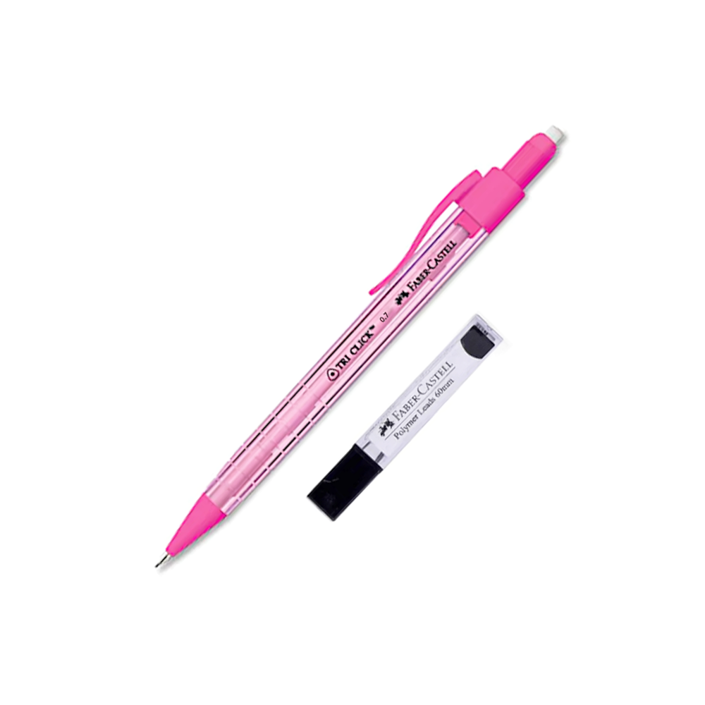 Faber-Castell Poly Matic 0.7mm Mechanical Pencil - Automatic Lead Advance & Eraser, Pink