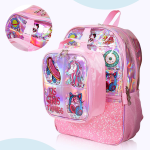 Cute Girls Thing Hologram Decorated with Sequin and Soft Leather Backpack with Lunch Bag and Pencil Case - 17 Inch - Image 2