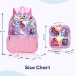 Cute Girls Thing Hologram Decorated with Sequin and Soft Leather Backpack with Lunch Bag and Pencil Case - 17 Inch - Image 8
