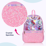 Cute Girls Thing Hologram Decorated with Sequin and Soft Leather Backpack with Lunch Bag and Pencil Case - 17 Inch - Image 6