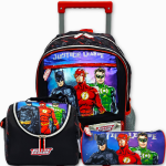 Pause Justice league Trolley Backpack with Pencil Case & Lunch Bag - 16 Inch