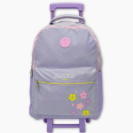 Pause Flowers & Shiny Lavender Trolley Backpack with Pencil Case & Lunch Bag - 18 Inch - Image 3