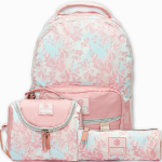 Pause Pink Sakura Flowers Blended with Sky Blue Backpack with Pencil Case & Lunch Bag - 18 Inch