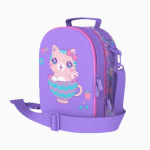 ⁦Purple Adorable Cat Backpack with Lunch Bag - 16.5 Inch⁩ - الصورة ⁦3⁩