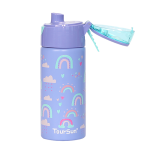 Light Purple Rainbow Motifs Stainless Steel Water Bottle with Spray - 420 ml - Image 2