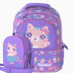 Purple Adorable Cat Backpack with Lunch Bag - 16.5 Inch